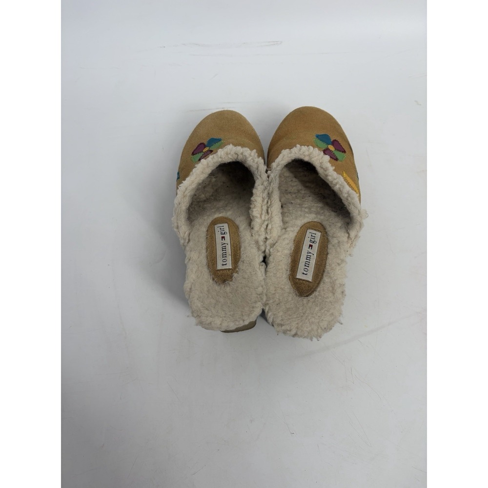 Tommy‎ Girl Y2K Boho Floral Embroidered Clogs Fur Lined Platform Mules 8 Hippie - Picture 9 of 11